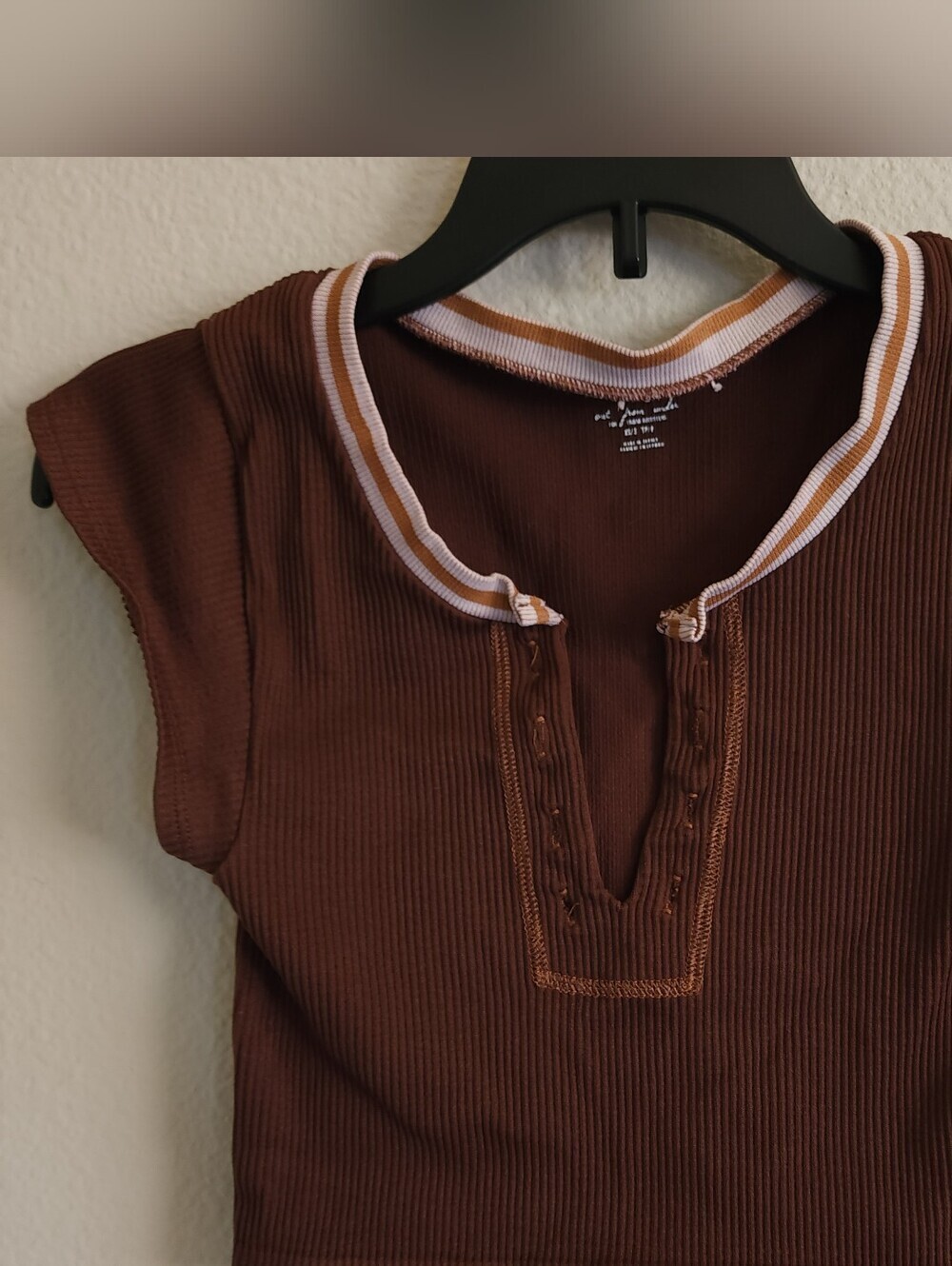 Urban Outfitters Out From Under Go For Gold Ribbed Seamless Crop Top Brown XS/S